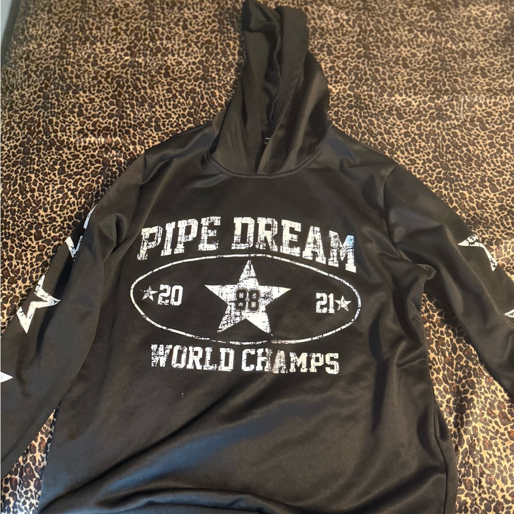 Black Hoodie with White Graphic Print